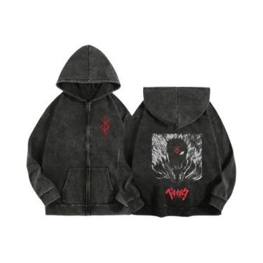 Imagem de Moletom Unissex Com Zíper E Capuz Estampado Anime Berserk Harajuku Gót