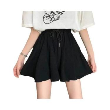 Imagem de Saia Mini Preta De Cintura Alta Elástica 5XL, Casual E Solta, Shorts D
