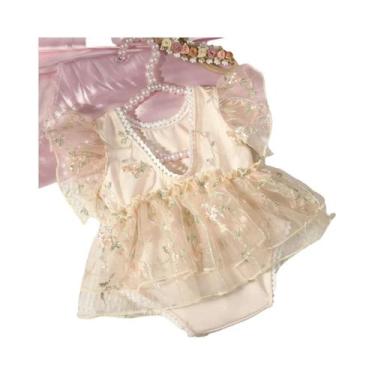 Imagem de Macacão Bordado Margarida Para Bebê Recém-Nascido, Manga Curta, Roupas