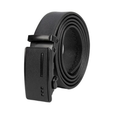 Imagem de Cinto De Couro Preto Masculino Com Fivela De Metal, Cinto De Trabalho 