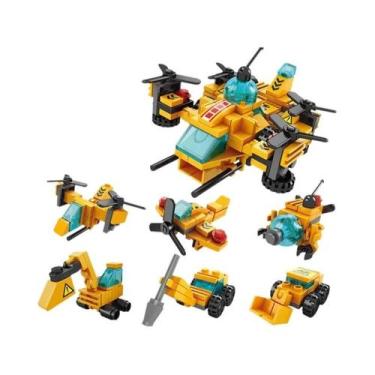 Imagem de Conjunto De Blocos De Montar 6 Em 1: Mini Helicóptero, Caminhão Carreg