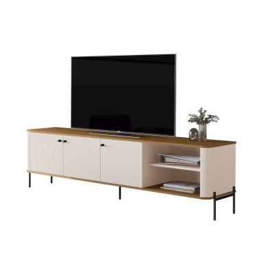 Imagem de Rack Para Tv 1.8 Tucupi Off White Com Nature Pe Preto - Moveis Jb