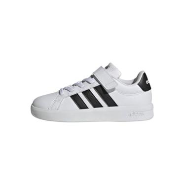 Imagem de adidas Tênis infantil unissex Grand Court 3.0 El C (criança pequena), Branco/Preto/Branco, 13 Little Kid