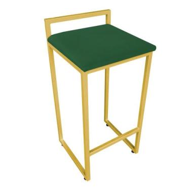 Imagem de Banqueta Alta Lavinia Suede Verde Base Dourado D03 - D'Rossi - D Rossi