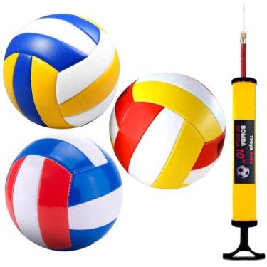 Imagem de 3 Bolas Vôlei Premium Praia e Quadra Tamanho Oficial + Bomba - XH