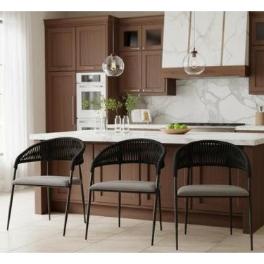 Imagem de Kit 3 Cadeiras Riviera Corda Náutica Pés Em Aço Conificados - LAURALAN