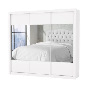 Imagem de Guarda Roupa Atlanta 3 Portas Com Espelho S/pe Carioca Moveis Branco