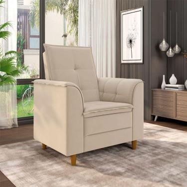 Imagem de Poltrona Da Mamãe Sala De Estar Gracy Com Pés Palito Veludo Bege G85 - Gran Belo