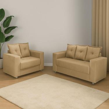 Imagem de Conjunto Sofá 2 E 3 Lugares Palermo Veludo Bege