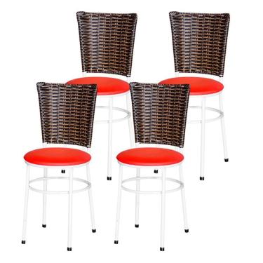 Imagem de 4 Cadeiras Para Mesa Branca Hawai Avelã Cor:vermelho