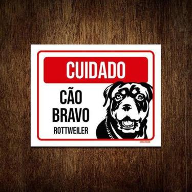 Imagem de Kit 10 Placas Cuidado Cão Cachorro Bravo Rottweiler