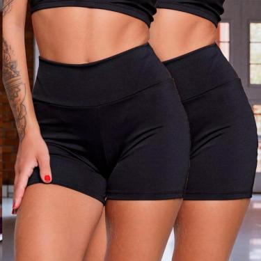 Imagem de Kit c/ 2 SHORTS Legging BASICA 2 Cintura Alta Fitness Treino Casual Preto Cinza 1123-Feminino