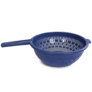Imagem de Escorredor De Macarrão Plástico Com Cabo 23Cm - Ercaplast, Azul