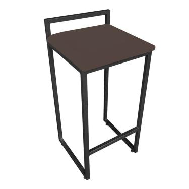Imagem de Banqueta Alta Lavinia Suede Marrom Base Preto