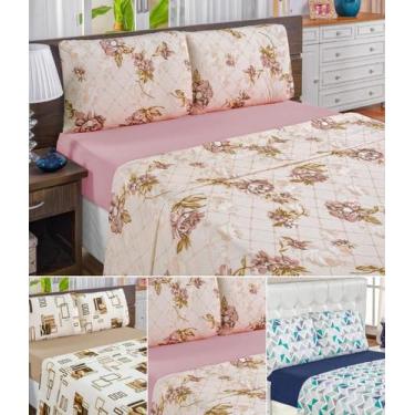 Imagem de Jogo de cama queen com lençol de cima 250cm x 240cm malha 100% algodão