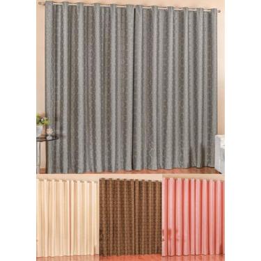 Imagem de cortina sala semi blackout prime cinza perciana moderna blecaute 3m te