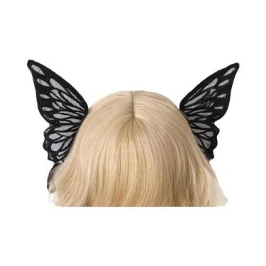 Imagem de Presilha De Cabelo Gótica Lolita Com Asas De Anjo E Demônio, Bordada C