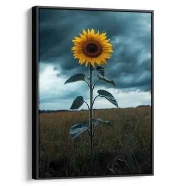 Imagem de Quadro decorativo Girassol Solitário Sob Céu de Tempestade - Art Canva