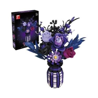 Imagem de Blocos De Montar Buquê Gótico 1218 Peças, Modelo De Vaso De Flores Rom