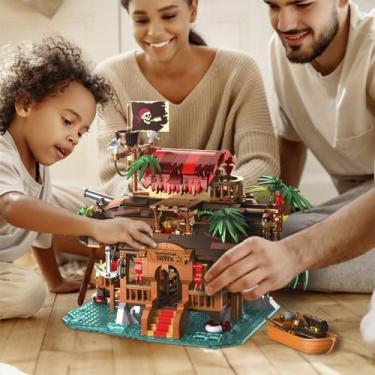 Imagem de Bloco de Montar Taberna Pirata 1312 peças Decoração Brinquedo Educativ