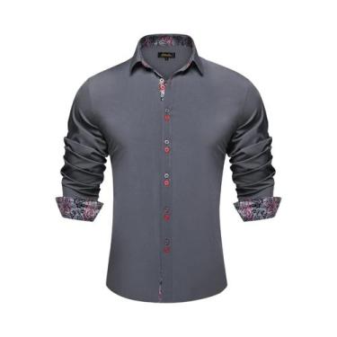 Imagem de Camisa Masculina Preta De Manga Longa Em Poliéster E Algodão Com Patch