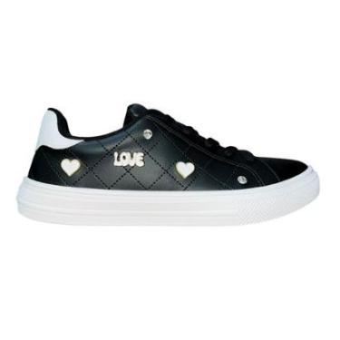 Imagem de Tênis Casual Matelassê com Aplique Metálico Feminino Moleca 5796.115 Preto-Feminino