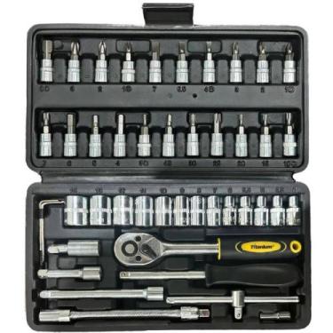 Imagem de Jogo de soquete sextavado 4 a 14 mm encaixe 1/4" com 46 peças - 7666 -