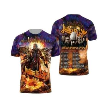Imagem de Camisetas Masculinas E Femininas Judas Priest Firepower Heavy Metal Ro