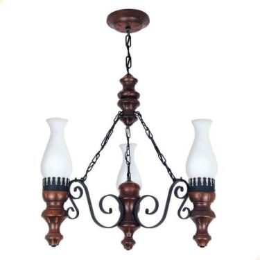 Imagem de Lustre Muller Rustico 3 Lâmpadas Envelhecido 803e - LUMINÁRIAS MÜLLER