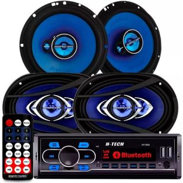 Imagem de Kit Automotivo Radio Usb Bluetooth Falante Hurricane 6 + 6x9