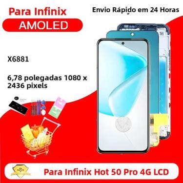 Imagem de Tela AMOLED LCD De 6,78 Para Infinix Hot 50 pro 4G Com Digitalizador T