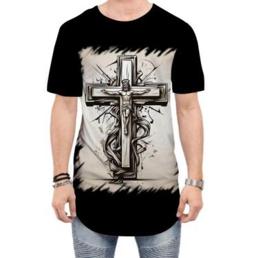 Imagem de Camiseta Longline da Cruz de Jesus Igreja Fé 9 - Kasubeck Store®, M
