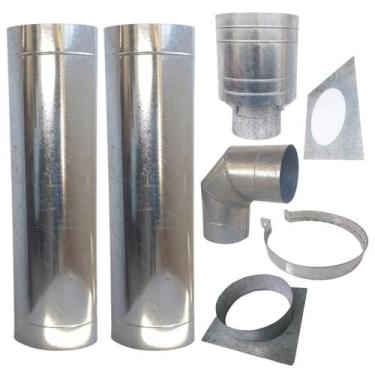 Imagem de Kit Chaminé Galv 11Pol Completo 2M Chapeu Canhão/Curva 90 - INOX LAURI