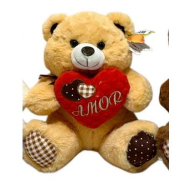 Imagem de Urso de Pelúcia com Coração e Laço FE7102 - Fizzy, Caramelo
