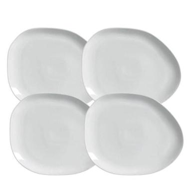 Imagem de Jogo De Pratos Raso Jantar Refeição 31cm Kit 4 Peças Oval Orgânico New
