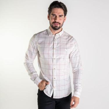 Imagem de Camisa Acostamento Xadrez Linho Branca, P