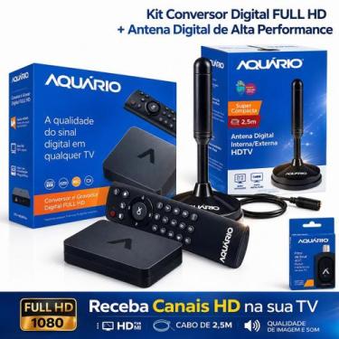 Imagem de Conversor Digital Aquário para TV de Tubo e LED HD com Antena Externa 