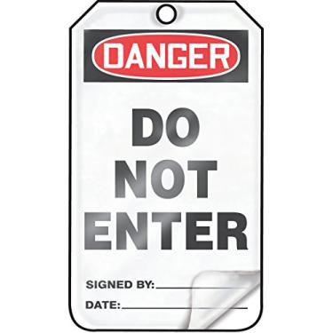 Imagem de Accuform MDT187LTM HS-etiqueta de segurança laminada, legenda "Danger Do Not Enter", 14,6 cm comprimento x 8,25 cm largura x 0,08 cm espessura, vermelho/preto sobre branco (pacote com 5)