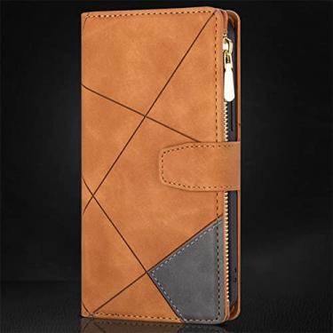 Imagem de Carteira com zíper magnético de couro de luxo para Huawei P40 P30 Pro Lite P Y7 Y6 2019, marrom, para Huawei P40 Lite