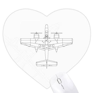 Imagem de Plane Army Line Art Deco Mouse pad de coração moderno tapete de borracha para escritório
