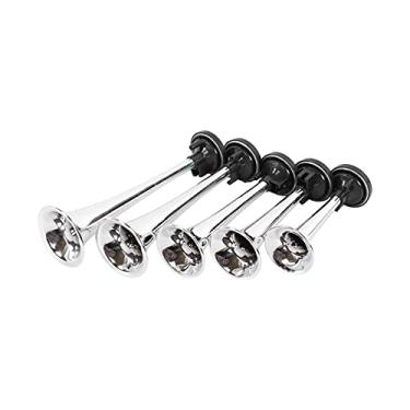 Imagem de Diydeg Kit de buzina de trem, 5 trompetes 130 dB super alto 12 V caminhão buzina de ar liga de alumínio elétrico integrado completo com compressor de ar para qualquer 12 V