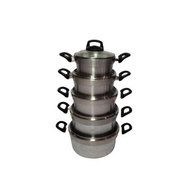 Imagem de Jogo De Panelas Bem Forte Alumínio Fundido 5 pç Tampa De Vidro