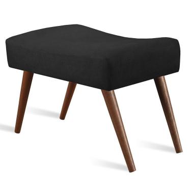 Imagem de Puff Cama inBox Aluna Retangular com Pés em Madeira Maciça Tecido Suede Preto