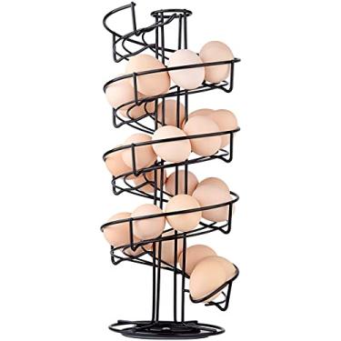 Imagem de Toplife Espiral Design Aço Inoxidável Ovo Skelter Dispenser Rack Armazenamento Display Rack, Preto