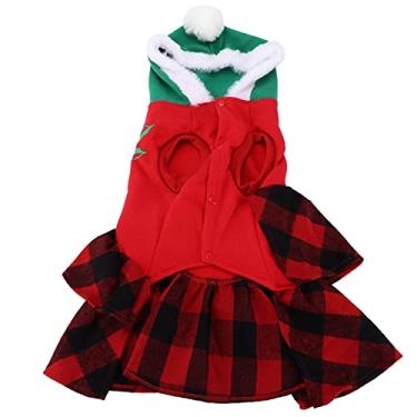 Imagem de Fantasias de Natal para cães, vestido xadrez de inverno para animais de estimação fácil de usar para cães pequenos e médios(L)