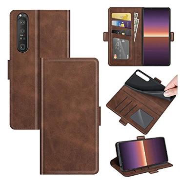 Imagem de HONGYAN Capa de telefone Para Sony Xperia 1 III Fivela Magnética Dual-Lado Caixa de Couro Flip Horizontal com suporte e Card Slots & Carteira Capa protetora