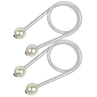 Imagem de 2 peças prendedor de cortina prático requintado clipe de cortina resistente ao desgaste decorativo fivela de cortina prendedores de cortina suportes de cortina ganchos de amarração de cortina, branco, 4 peças