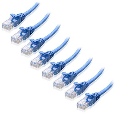 Imagem de Cable Matters Pacote com 8, Cabo de Patch Ethernet Snagless Cat5E em Azul, Azul, 10 Feet