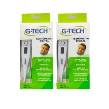 Imagem de Termômetro Clínico Digital G-Tech Com Lcd  2 Unid Branco