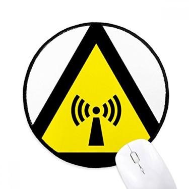 Imagem de Símbolo de aviso amarelo preto radiação triângulo mouse pad desktop escritório tapete redondo para computador